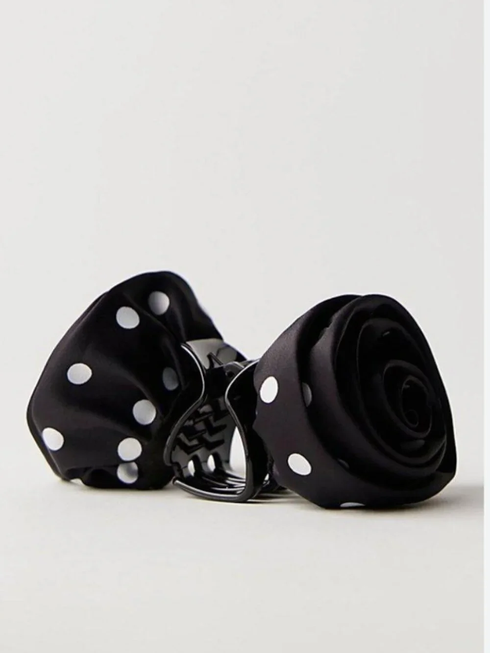 NWT Free People Grand Gesture Floral Clip in Black and White Polka Dots